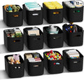 ORGIDOL 12 Pack Black Plastic Storage Bins, Storage Container for Organizing, Storage Boxes with Handle for Shelves, Cute Organizer Bins for Craft, Snacks, Pantry, Cabinet, 8.7x6.7x5.66inch