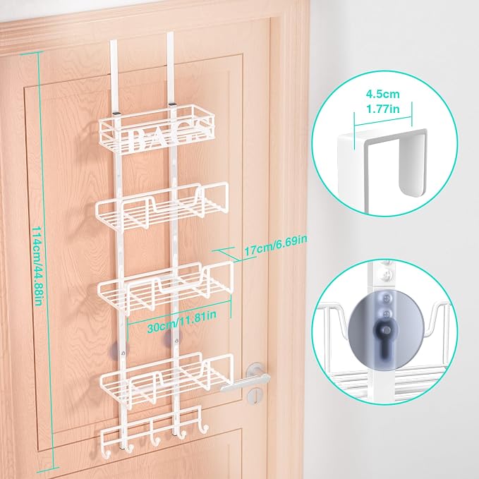 HapiRm Over Door Purse Organizer - Adjustable Purse Storage Rack with Bags Design Metal Basket, Wall Mounted Handbag Organizer, Hanging Handbag Holder, Can Use As 1/2 Part Detachable, White