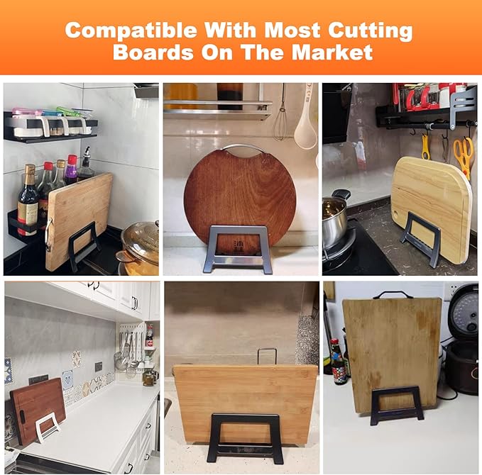 Cutting Board Rack, Auto Width Adjustable Holder Stand for Countertop or Cabinet (Silver)