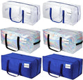 6 Pack moving bags,Extra Large heavy duty moving bags,with Strong Zipper & Comfortable Handles, packing bags for moving storing clothes, daily outings.college students (Set of 6, Multicolor）
