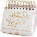 bloom daily planners x Writefully His Undated Perpetual Desk Easel - Christian Inspirational Standing Desktop Flip Calendar - Page a Day - (5.25" x 5.5") - Moments of Grace