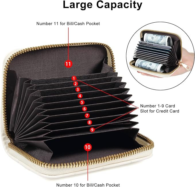 Credit Card Wallet, RFID Card Case Wallet, Zipper Card Cases Holder for Men Women, RFID Blocking, KeyChain Wallet, Compact Size Card Organizer Case for Women