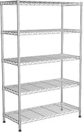 5 Tier Shelving Unit,30" Wx14 Dx62 H,Wire Shelving with Lockable Wheels,Metal Shelf Rack,Height Adjustable Wire Rack Storage Shelving Stand for Kitchen,PantryGarage,Office,Laundry,Living Room