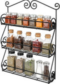 FitWell Scroll Wall Mount Spice Rack, 3-Tier, Traditional Spice Rack Cabinet & Kitchen, Beauty & Nail Polish Organizer for Bathroom, Scroll Wall-Mounted (Black)
