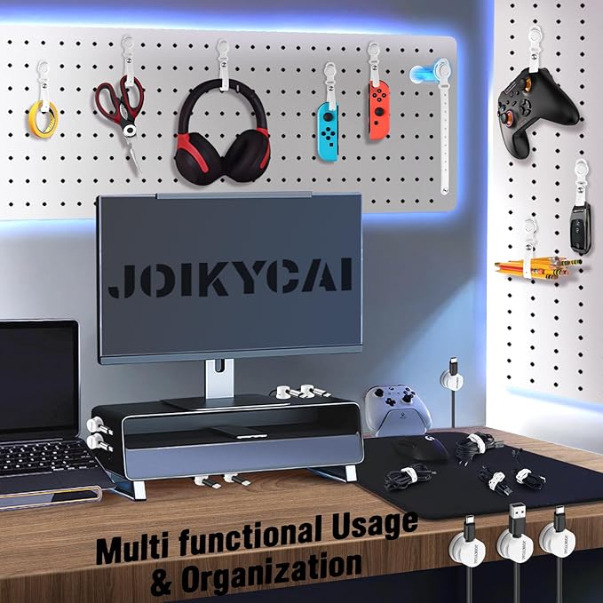 6 Rotatable Spring Desktop Cord Organizer 5 Magnetic Cable Clips Cord Holder for Nightstand Phone Charger Organizer Computer Desk Cable Management Electronics Appliance Adhesive Wire Strap Keeper Tie