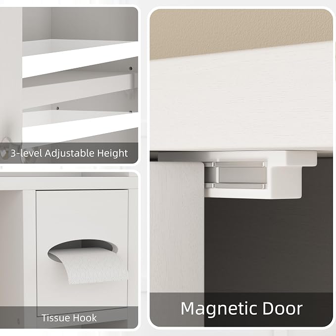 Shintenchi Over the Toilet Storage Cabinet, Bathroom Storage Cabient, White