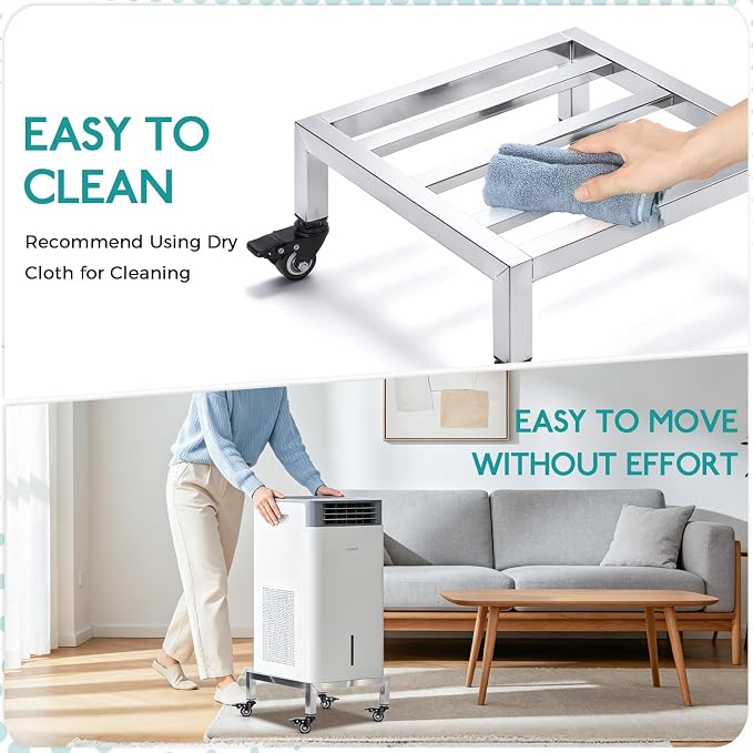 2 Pack Dunnage Rack with Caster Wheels, 13.78" L x 13.78" W x 6.5" H, 2.5" Wheel Height, Heavy Duty Stainless Steel Mobile Food Storage Rack, Commercial Floor Stand for Kitchen Restaurant