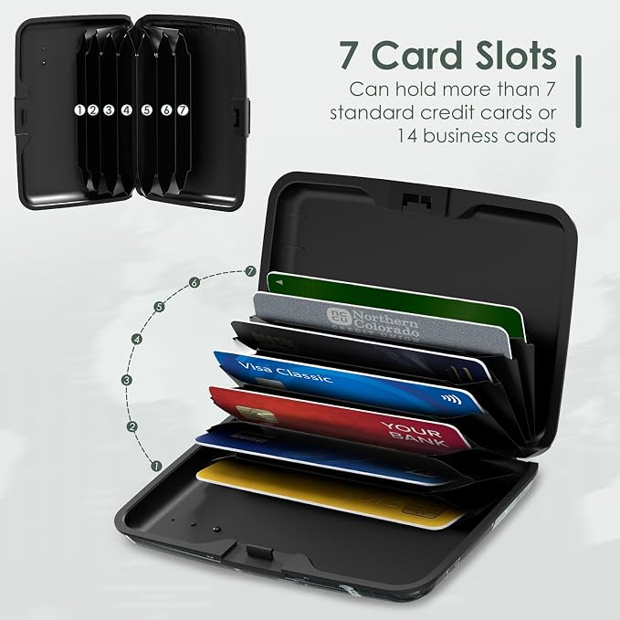 Metal Credit Card Holder for Women or Men,World Map RFID Blocking Slim Hard Card Case ID Case Mini Aluminum Travel Wallet
