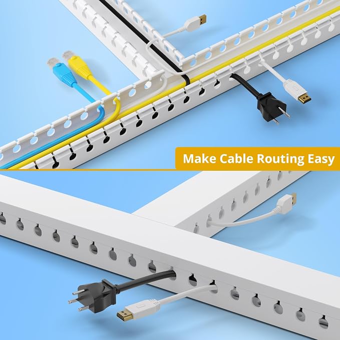 1.2"H x 1.6"W Cable Raceway, 12ft Under Desk Wire Management Channel, White | Slotted Wire Duct, 4 Pack (3 ft Each), Heavy-Duty PVC Cable Management for Server Racks, Network Cables & Electrical Cabinets