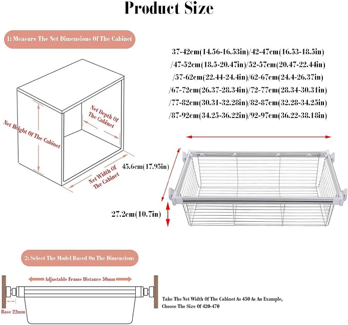 Closet Pull-Out Basket,Stackable Storage Bins,Stainless Steel Stackable Shelf Baskets Organizer,Adjusted Width for Bedroom Office Bathroom(30.31-32.28in)