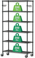 6 Tier Wire Metal Shelving Rack Garage Storage Rolling Shelves with Wheels | Heavy Duty Adjustable Industrial Shelves Unit Utility Sturdy Shelving for Kitchen Garage Pantry Bathroom Laundry