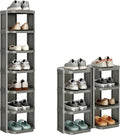 Kitstorack 8-Tier Vertical Plastic Shoe Rack, Freestanding Stackable Shoe Storage Organizer Cubes Shoe Shelf Tower or Small Closets and Tight Spaces, Gray