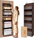 5 Tiers Over Door Organizer with 10 Mesh Side Pockets, 44 lbs Weight Capacity Hanging Storage Organizer with Clear Window Kids Toys, Shoes, Diapers, Dark Brown