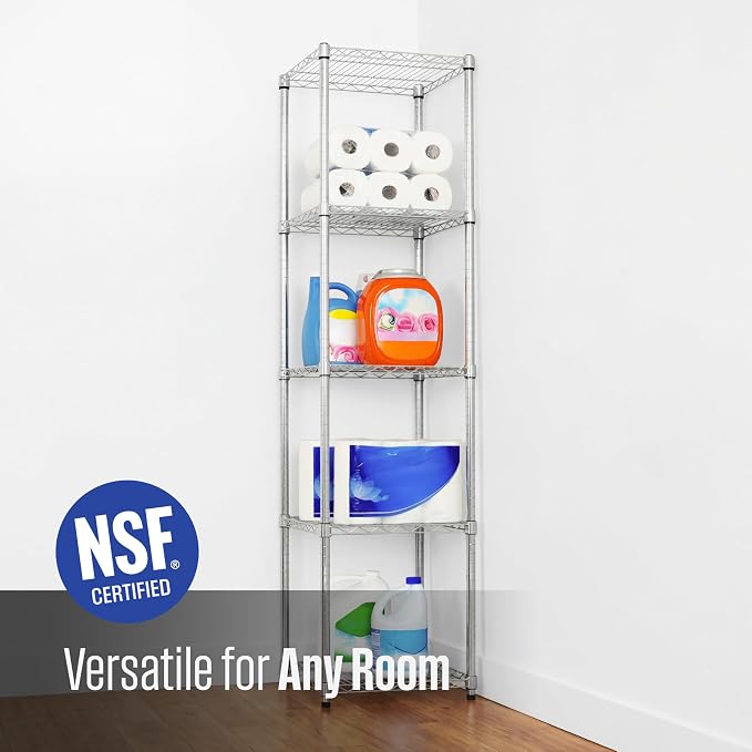 SafeRacks NSF 5-Tier Heavy Duty Steel Wire Shelves (18"x18"x72")
