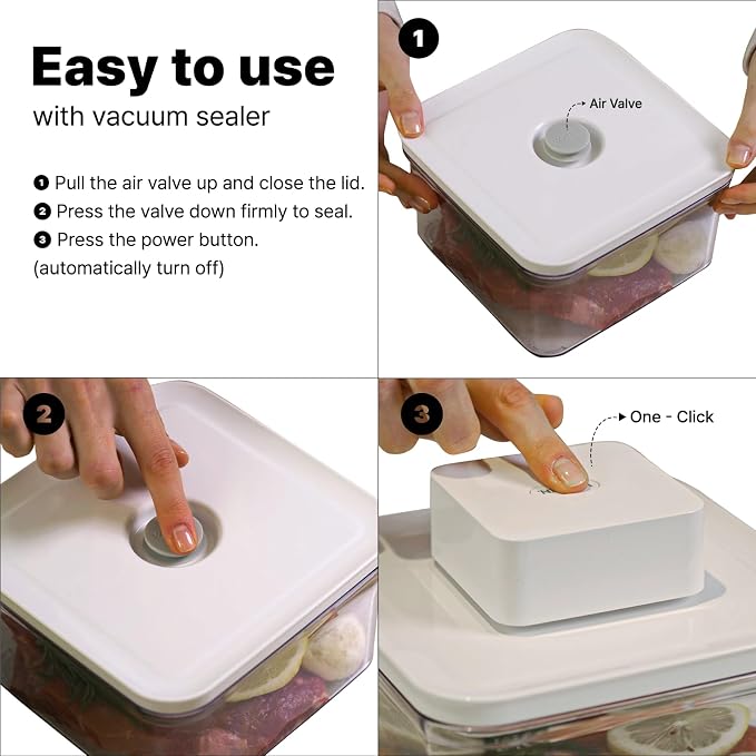 VAKUEN Vacuum Sealer for vakuen containers, Automatic vacuum sealing operation, Ideal for keeping food fresh from meat to veggies, Keep food fresh up to 5 times longer than non-vacuum storage