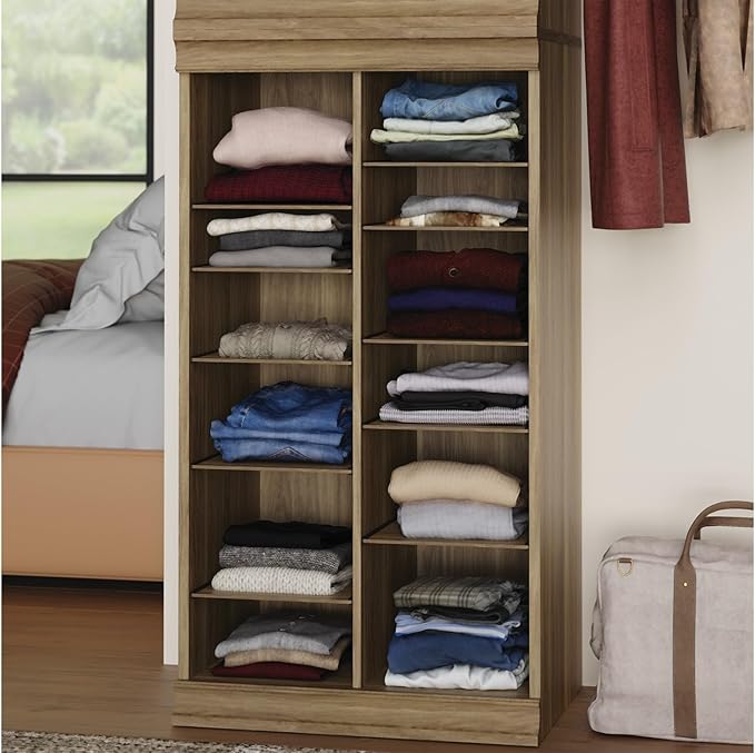 ClosetMaid Modular Adjustable Divided Storage Shelving Unit Organizer, 15.94-Inch D x 40.3-Inch H x 21.38-Inch W, Sand