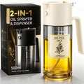 Costop Oil Sprayer for Cooking, 2025 Large Advanced Olive Oil Dispenser Bottle,500ml/17oz Glass Olive Oil Sprayer,2 in 1 Even Spray with Portion Control for Kitchen, Air Fryer, Salad, BBQ - White