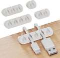 GLUIT Cord Organizer for Desk Cable Holder for Nightstand Charger Organizer Adhesive Desktop Versatile Wire Multislot Clips and Table Management Accessories Office Spaces New White 5 Pack, 15 Slots