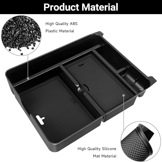 YOJOJOCO Center Console Organizer Compatible with Honda 2023-2025 2026 Pilot ＆ 2024-2026 Ridgeline ＆ 2024-2026 Passport Accessories Black ABS Plastic Material Armrest Hidden Secondary Storage Box