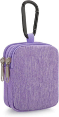 E-Tree Coin Purse with Carabiner Clip, Dual Layer Card Case Holder, Mini Pouch for AirPod Earphone Keychain USB Cable,Wallet, Small Accessories Organizer Bag for Women and Men (Purple)