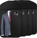 Premium Oxford Fabric Garment Bag Hanging Clothes Travel Suit Bag with Clear Window for Suits, Coats, T-Shirts, Jackets. (Black, 40-inch-4 packs)