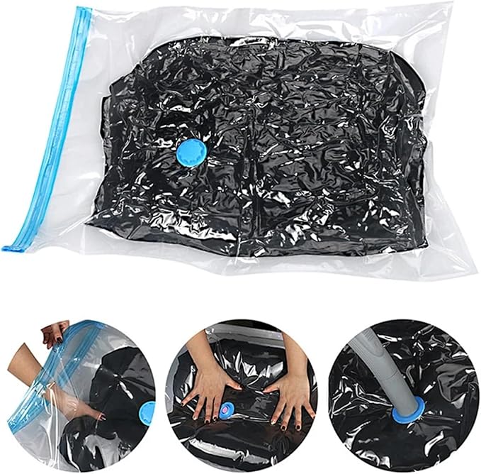 10 Pack 80% Space Saver Vacuum Storage Bags with Hand Pump, Compression Vacuum Seal Bags for Travel, Clothing, Luggage, Blankets, Comforters, Saving More Closet Space(10 Medium-HPUMP)