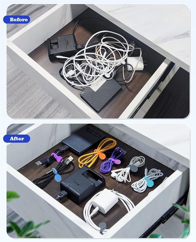 13 PCS Silicone Magnetic Cable Ties, Cable Clips Cord Organizer [1S] Management Cable Cords, Reusable Magnet Cable Organizer, Phone Cord Holder for Organizing, Bookmark Whiteboard Fridge Magnets etc