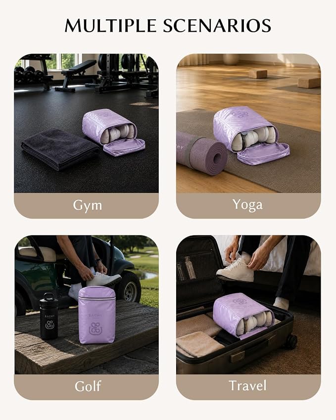 EACHY Shoe Bag for Travel, Water-Resistant Shoe Pouch for Gym, Odor-Resistant Soccer Cleats Bag for Sport