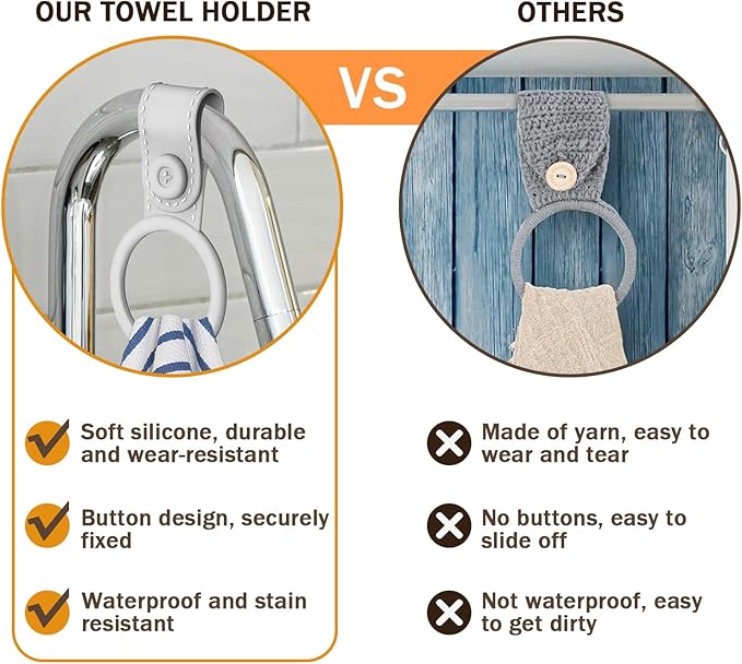 4 Pack Silicone Kitchen Towel Holder, Hanging Kitchen Towels; Dish Towel Holder for Cabinet, Oven, Stove, Sink – Durable, Non-Slip Design for Easy Hanging (Grey)
