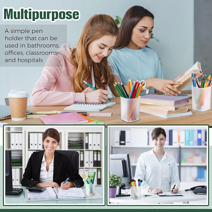 30 Pack Pen Holder Pen Cups for Desk Organizers and Storage Stationery Plastic Matte Pencil Holder Cups Ins Style Transparent for Office School Supplies (White)