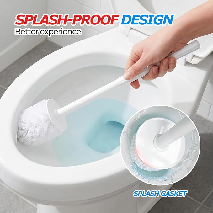 FORASTO 4Pack Toilet Bowl Brush and Holder Set - Toilet Scrubber Brush,Cleaning Brush,Bathroom Decor,Household Essentials,Cleaning Supplies,Home Essentials,White | Plastic & Bristles, 4-Pack Brush Combo, Drip-Free Holder, Bathroom Corner Storage, White...