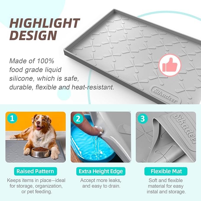 SIKADEER 22" x 22" Under Sink Mat Waterproof, Silicone Mat Kitchen Drawer Shelf and Cabinet Liner, Sink Protector for Kitchen Organizers and Storage, Boot Tray Pet Food Mats