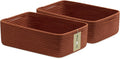 MiniArk Large Shallow Organizing Baskets 15x11x5.1 Inches - Rope Woven Storage Bins for Bathroom, Shelves, Cube Closet, Red 2 Packs