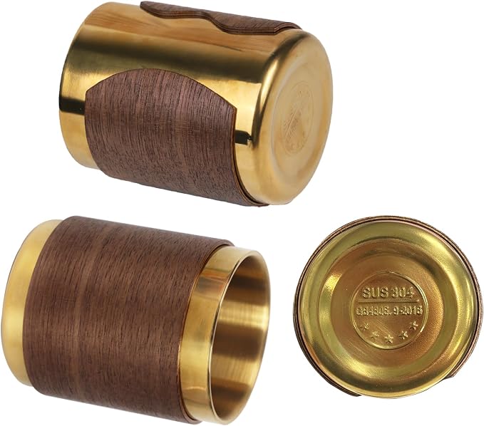 MultiBey Gold Pencil Holder Cup, Luxury Walnut Pen Holder Metal Organizer Small Vase, Offices Stationery Makeup Brushes Holder Decoration Desk Accessory for Office Home | Offices Stationery Makeup Brushes Pen Cup Decoration Desk Accessory for Office Home