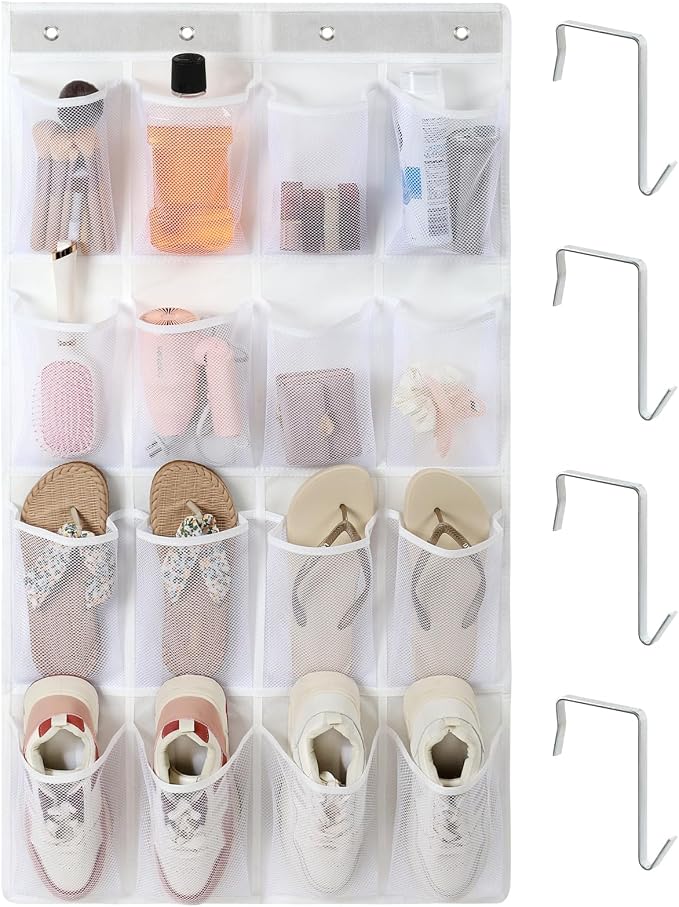 F-color Over the Door Organizer for Cruise - 16-Pocket Hanging Organizer | Tool-Free Mount with 4 Metal Hooks, See-Through Mesh Pockets, Lightweight & Foldable, Space-Saving for Travel and Daily Use