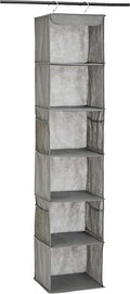 Amazon Basics 6-Tier Hanging Closet Shelf Organizer with Pockets, Clothes Storage for Sweaters and Clothing,8" Dx12 W x 9" L x 8.5" H, Grey (Pack of 10)