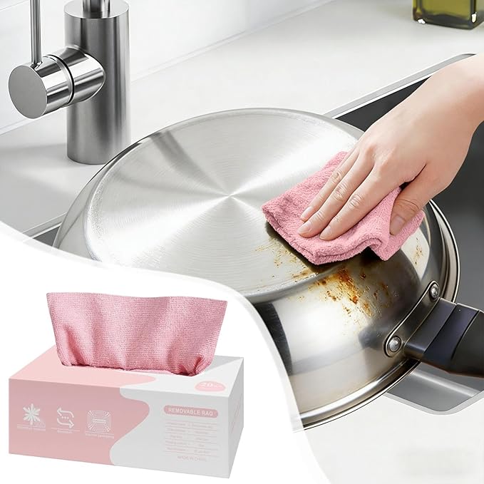 Microfiber Cleaning Cloths in Box, 20 Pack Extract Towels, Lint Free Reusable Rags for Household Kitchen Cleaning, Ultra Absorbent Multi-Purpose Wipes for Car Wash Detailing (04)