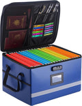EXLIFBAG File Organizer, Fireproof File Box with Lids, Important Document Organizer Box with Lock, Portable File Folder Organizer with Handle