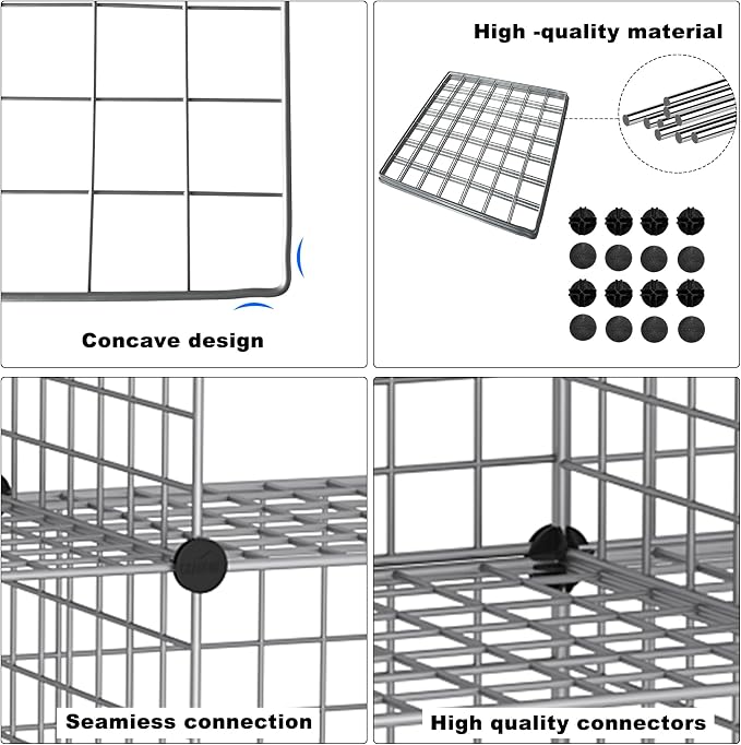 C&AHOME Wire Cube Storage, 9 - Cube Organizer Metal C Grids, Modular Shelves Units, Closet Organizer, Ideal for Home, Office, Living Room, 36.6”L x 12.4”W x 48.4”H, Silver Gray UWCS3009G