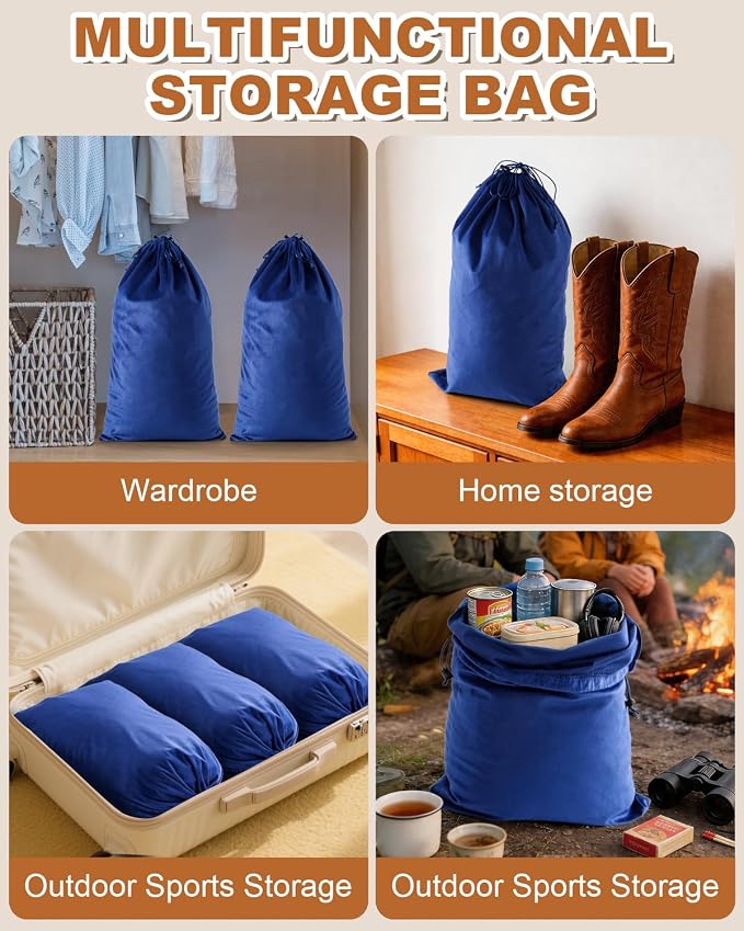 2 Pcs Shoe Bags for Travel, Large Boot Bag, Palace Blue, 21.2x13.3 Inch | Washable & Reusable Travel Shoe Bags, Dustproof Shoe Bags with Drawstring Closure, Suitable for Travel, Home Storage