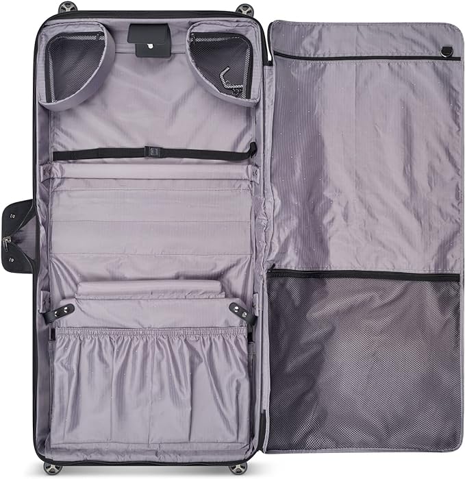 DELSEY PARIS Helium DLX - Rolling Garment Bag with Spinner Wheel - Lightweight Travel Garment Bag - SECURITECH Zip - Suit and Dresses Rolling Travel Bag - Checked Size, Black