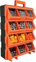 ULIBERMAGNET Tool Box Organizer,12-Compartment Portable Small Parts Organizer for Screws, Bolts,Nails,Washers, Wall-Mounted Hardware Storage Boxes for Garage, Truck, Workshop (Orange)
