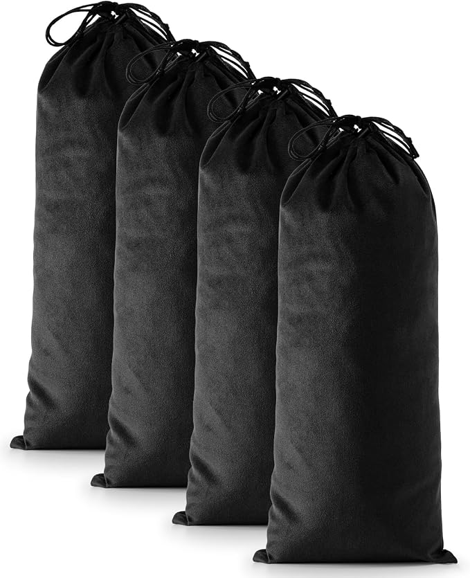 4 Pcs Single Shoe Bags for Travel, Velvet Bag, Black Beauty, 17.3x8.6 Inch | Washable & Reusable Travel Shoe Bags, Dustproof Shoe Bags with Drawstring Closure, Suitable for Travel, Home Storage