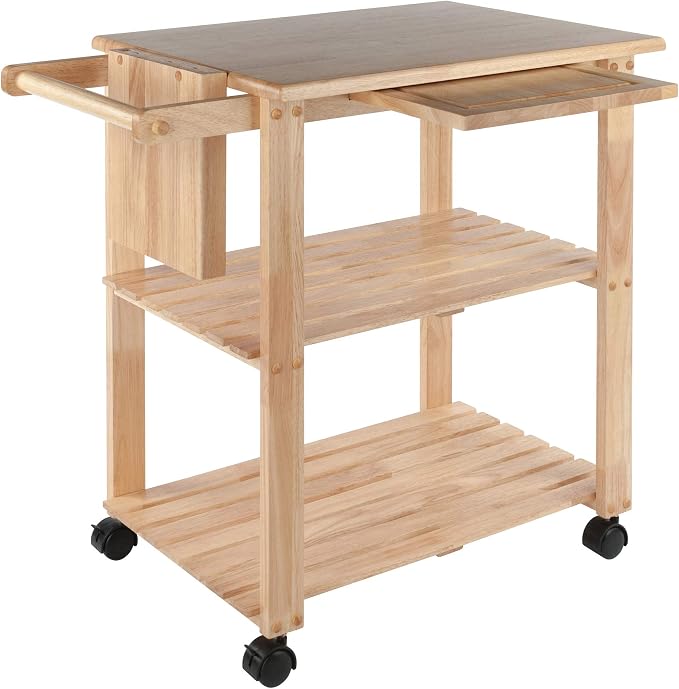 Winsome Mario Kitchen Cart, Rolling Utility & Serving Cart with Wheels for Snacks in Natural, Drinks, Kitchen Essentials, Storage & Organization for the Home or Apartment