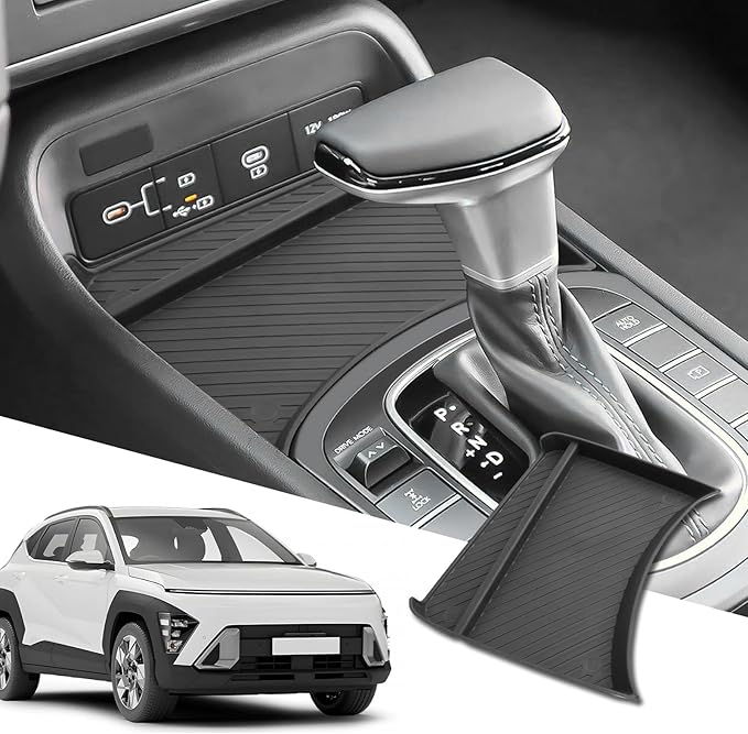 SXCY for 2024 2025 2026 Hyundai Kona Front Console Organizer for 2024-2026 Hyundai Kona Accessories Console Storage 2026 Kona Console Organizer [Only Fit 24+ Kona Gas SE SEL with Manual Shift Handle]