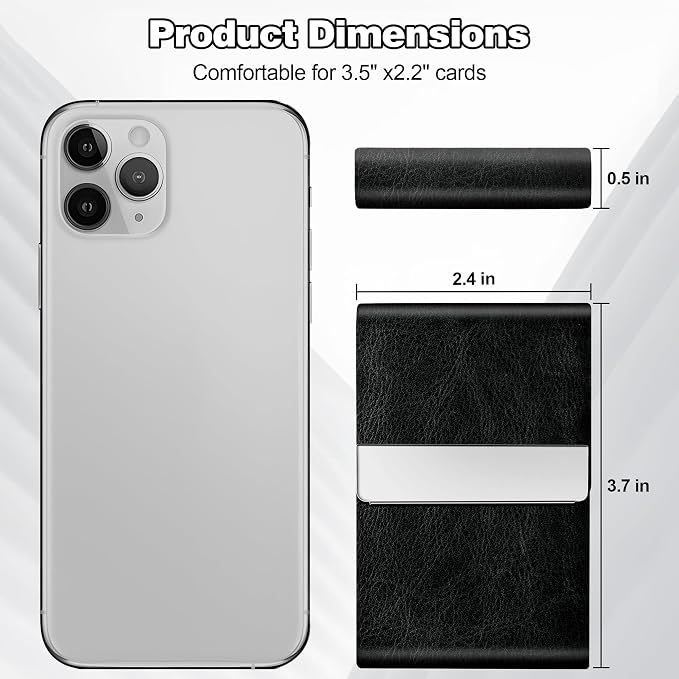 Business Card Holder for Women or Men, Business Card Case with PU Leather and Stainless Steel, Slim Metal Case with Magnetic Closure for Business Meeting Use