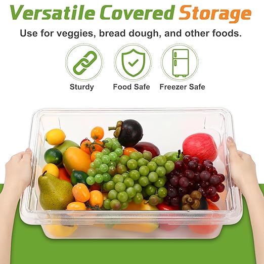 2 Pack 3.5 Gallon Polycarbonate Food Storage Box Commercial Products Food/Tote Box Storage Container with Lid Plastic, Clear, for Restaurant/Kitchen/Cafeteria