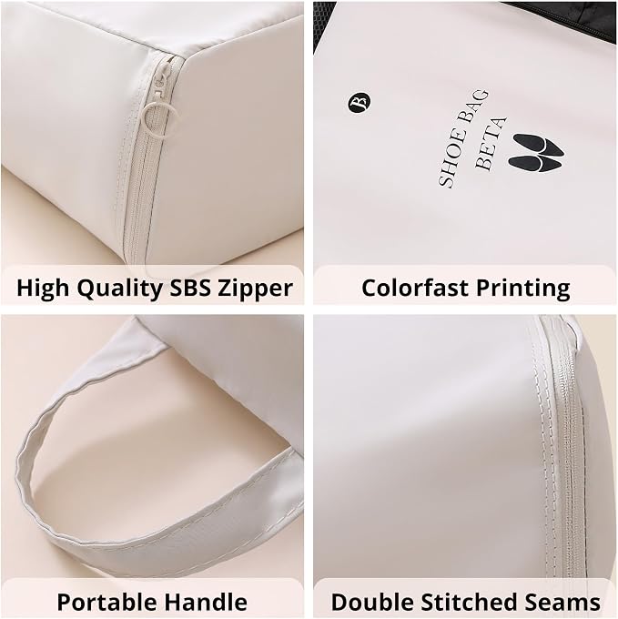 tianzong Shoe Bags for Travel, Waterproof Shoe Storage Organizer with Zipper for Men and Women (1 Pack, Beige)