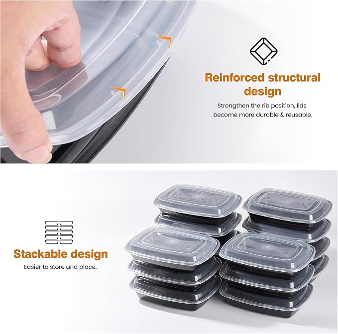 Glotoch Express 32oz 1-Compartment Meal Prep Containers with Lids, Durable BPA-Free Plastic Meal Prep Boxes, Microwave/Freezer/Dishwasher Safe, 150 Pack