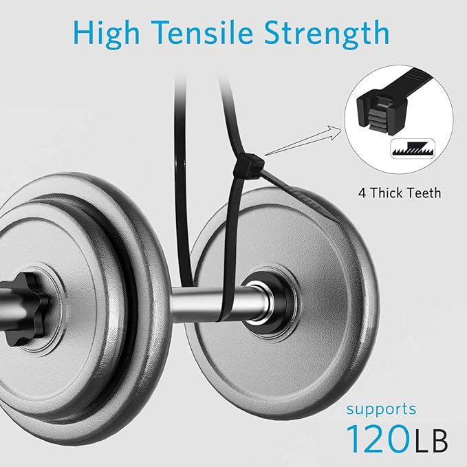 Zip Ties Heavy Duty 12 inch with 120 Pounds Tensile Strength, Black Heavy Duty Cable ties, 500 Pieces,by Karoka